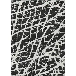 Photo of 3' X 4' Black and White Abstract Washable Non Skid Indoor Outdoor Area Rug