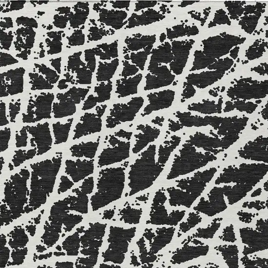 3' X 4' Black and White Abstract Washable Non Skid Indoor Outdoor Area Rug Photo 7