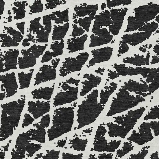 3' X 5' Black and White Abstract Washable Non Skid Indoor Outdoor Area Rug Photo 6