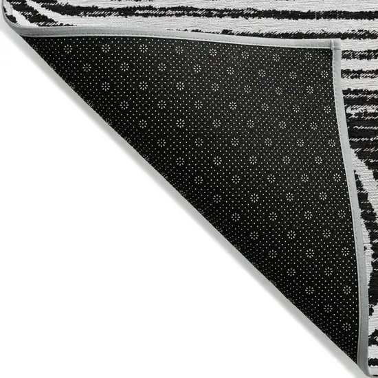 3' X 5' Black and White Abstract Washable Non Skid Indoor Outdoor Area Rug Photo 6