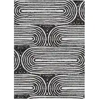 Photo of 3' X 5' Black and White Abstract Washable Non Skid Indoor Outdoor Area Rug