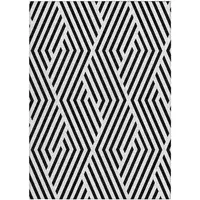 Photo of 3' X 4' Black and White Geometric Washable Non Skid Indoor Outdoor Area Rug