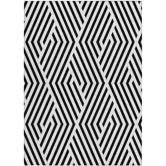 3' X 4' Black and White Geometric Washable Non Skid Indoor Outdoor Area Rug Photo 5