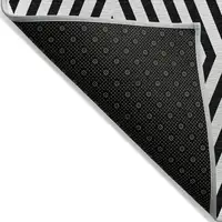 Photo of 3' X 4' Black and White Geometric Washable Non Skid Indoor Outdoor Area Rug