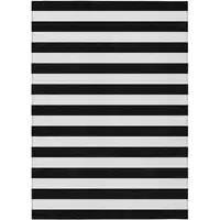 Photo of 3' X 4' Black and White Striped Washable Non Skid Indoor Outdoor Area Rug