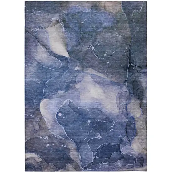 3' X 4' Blue Abstract Washable Non Skid Indoor Outdoor Area Rug Photo 2