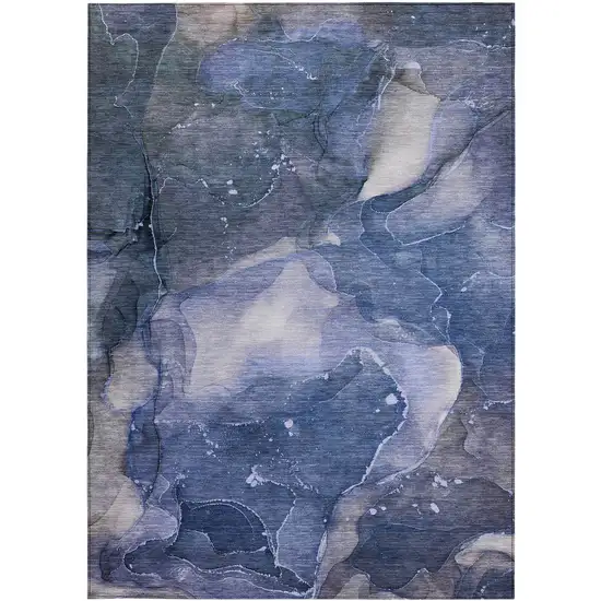 3' X 4' Blue Abstract Washable Non Skid Indoor Outdoor Area Rug Photo 4