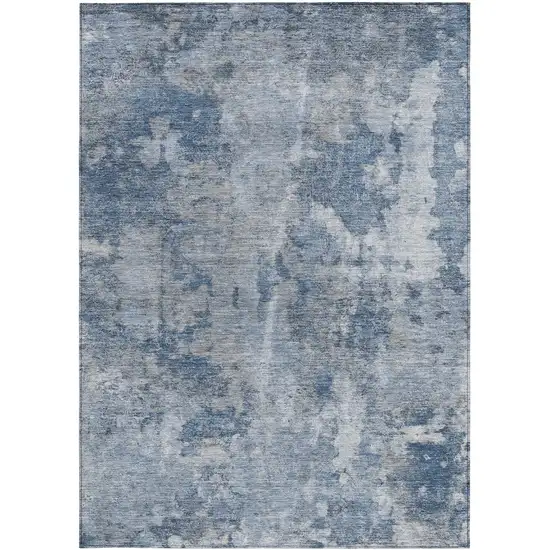 3' X 4' Blue Abstract Washable Non Skid Indoor Outdoor Area Rug Photo 5