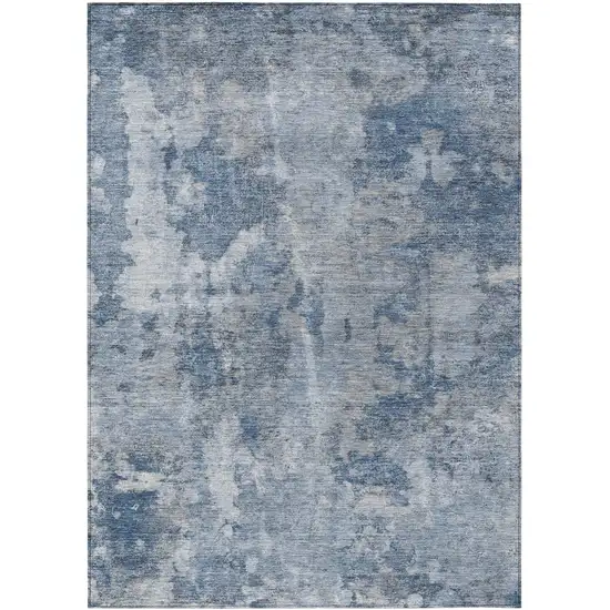 3' X 4' Blue Abstract Washable Non Skid Indoor Outdoor Area Rug Photo 2