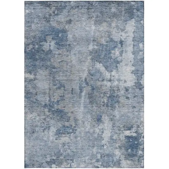 Blue Abstract Washable Non Skid Indoor Outdoor Area Rug Photo 5