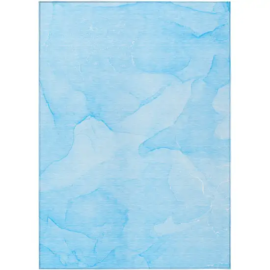 Blue Abstract Washable Non Skid Indoor Outdoor Area Rug Photo 2