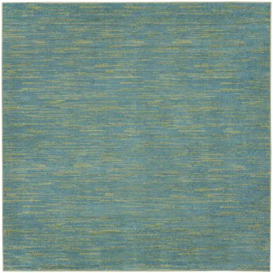 7' X 7' Blue And Green Square Striped Non Skid Indoor Outdoor Area Rug Photo 3