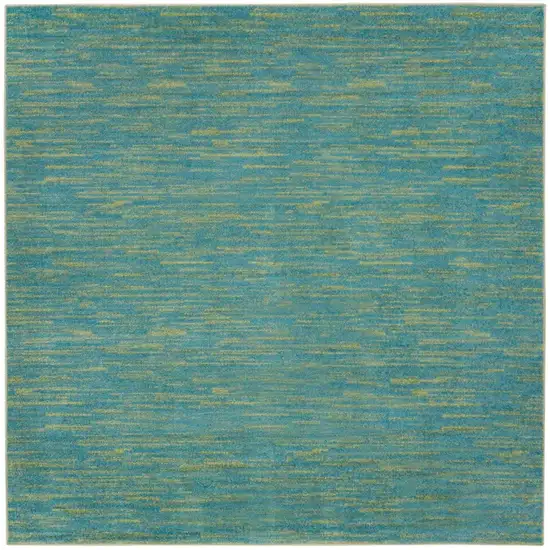 7' X 7' Blue And Green Square Striped Non Skid Indoor Outdoor Area Rug Photo 1