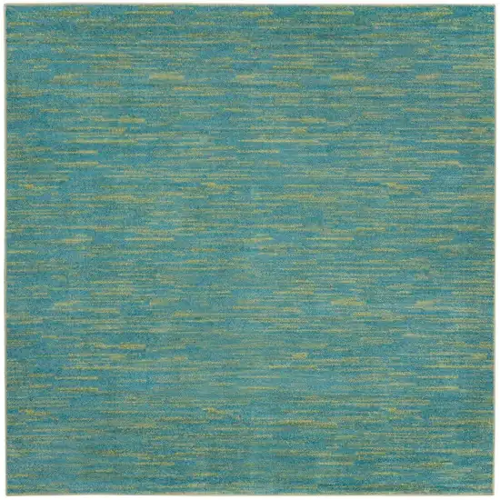 7' X 7' Blue And Green Square Striped Non Skid Indoor Outdoor Area Rug Photo 3