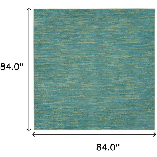 7' X 7' Blue And Green Square Striped Non Skid Indoor Outdoor Area Rug Photo 6