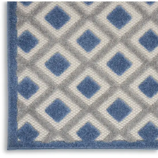 2' X 6' Blue And Grey Gingham Non Skid Indoor Outdoor Runner Rug Photo 7