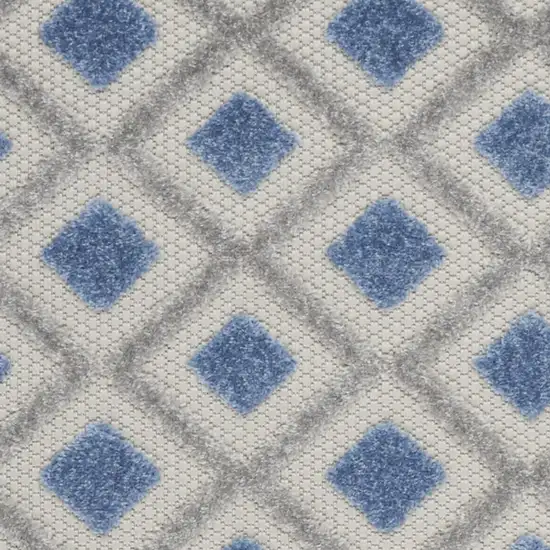 2' X 8' Blue And Grey Gingham Non Skid Indoor Outdoor Runner Rug Photo 3