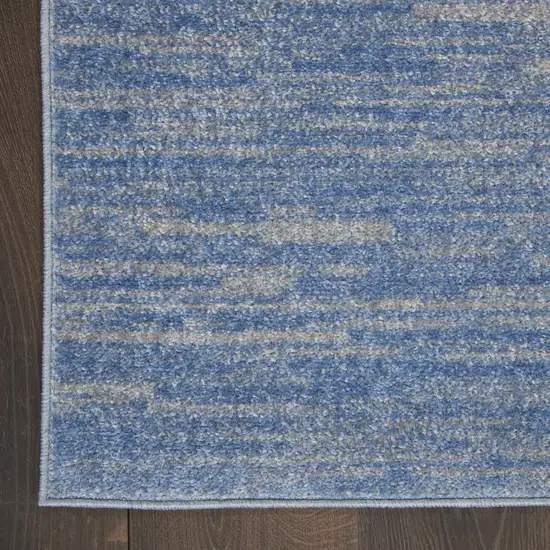 7' X 7' Blue And Grey Square Striped Non Skid Indoor Outdoor Area Rug Photo 4