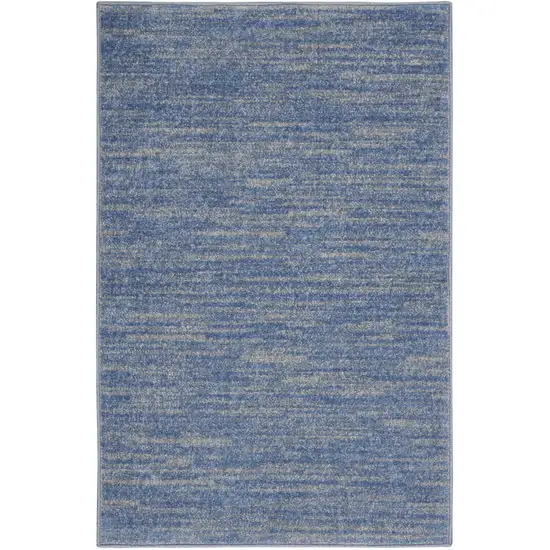 2' X 4' Blue And Grey Striped Non Skid Indoor Outdoor Runner Rug Photo 3