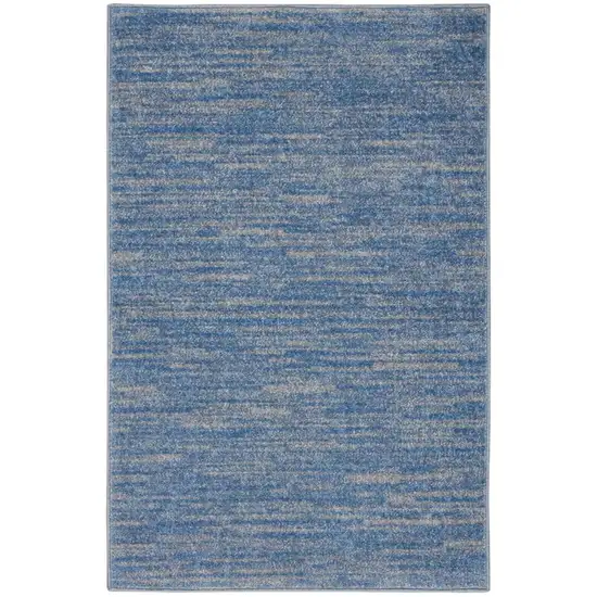 2' X 4' Blue And Grey Striped Non Skid Indoor Outdoor Runner Rug Photo 3