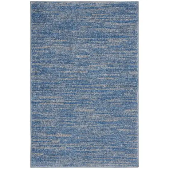 2' X 4' Blue And Grey Striped Non Skid Indoor Outdoor Runner Rug Photo 1