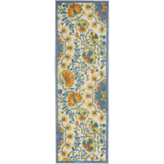 2' X 8' Blue And Orange Toile Non Skid Indoor Outdoor Runner Rug Photo 1