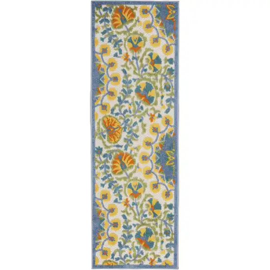 2' X 8' Blue And Orange Toile Non Skid Indoor Outdoor Runner Rug Photo 2