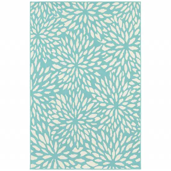 6' X 9' Blue Floral Stain Resistant Indoor Outdoor Area Rug Photo 1