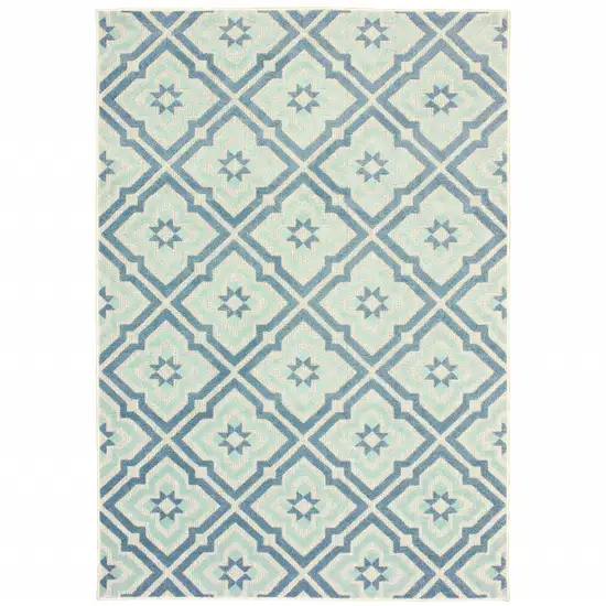 6' X 9' Blue Geometric Stain Resistant Indoor Outdoor Area Rug Photo 1