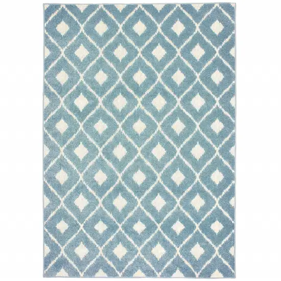 6' X 9' Blue Geometric Stain Resistant Indoor Outdoor Area Rug Photo 1