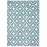 Photo of 6' X 9' Blue Geometric Stain Resistant Indoor Outdoor Area Rug