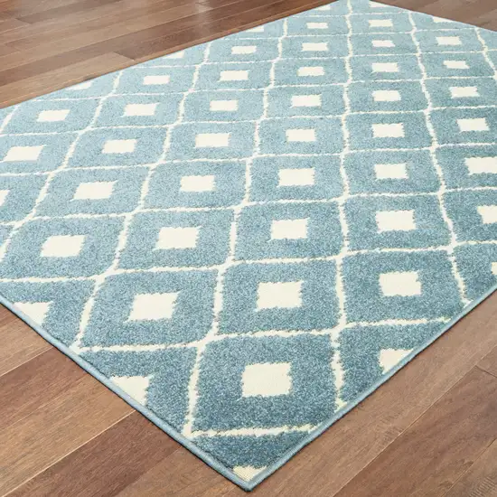 6' X 9' Blue Geometric Stain Resistant Indoor Outdoor Area Rug Photo 4