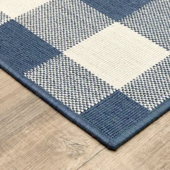 6' X 9' Blue Geometric Stain Resistant Indoor Outdoor Area Rug Photo 4