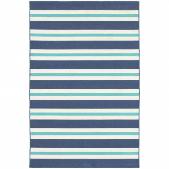 6' X 9' Blue Geometric Stain Resistant Indoor Outdoor Area Rug Photo 1