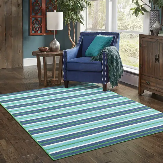 6' X 9' Blue Geometric Stain Resistant Indoor Outdoor Area Rug Photo 9