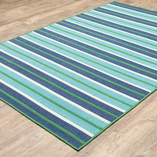 6' X 9' Blue Geometric Stain Resistant Indoor Outdoor Area Rug Photo 7