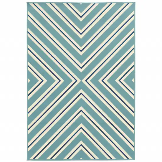 3' X 5' Blue Geometric Stain Resistant Indoor Outdoor Area Rug Photo 1