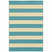 Photo of 3' X 5' Blue Geometric Stain Resistant Indoor Outdoor Area Rug