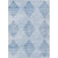 Photo of 3' X 4' Blue Geometric Washable Non Skid Indoor Outdoor Area Rug