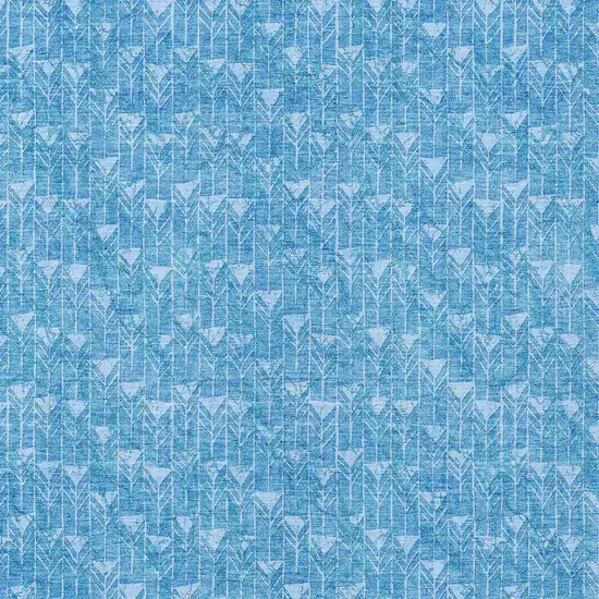 Blue Geometric Washable Non Skid Indoor Outdoor Area Rug Photo 5