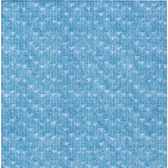 3' X 5' Blue Geometric Washable Non Skid Indoor Outdoor Area Rug Photo 6