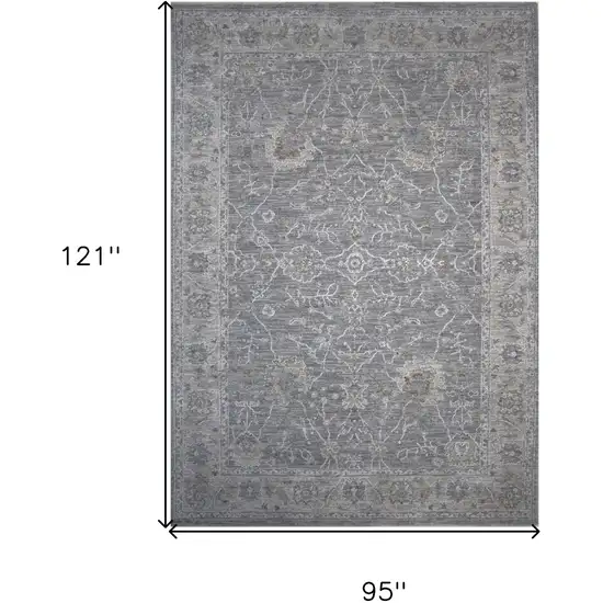 8' X 10'  Blue Gray Southwestern Floral Stain Resistant Area Rug Photo 5