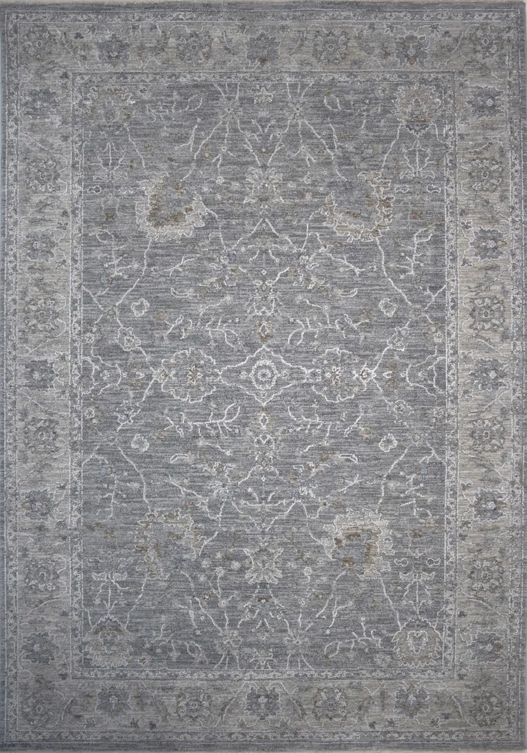 8' X 10'  Blue Gray Southwestern Floral Stain Resistant Area Rug Photo 1