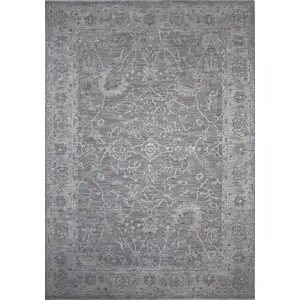 Photo of 8' X 10'  Blue Gray Southwestern Floral Stain Resistant Area Rug