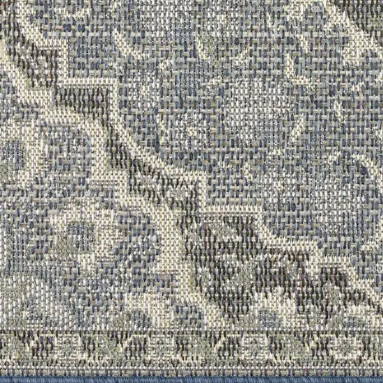 Blue and Green Oriental Stain Resistant Indoor Outdoor Area Rug Photo 4