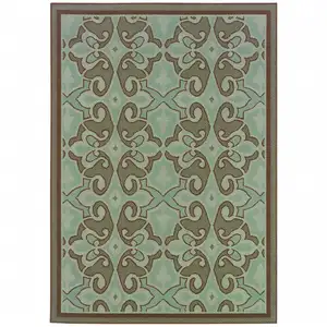 Photo of 3' X 5' Blue Oriental Stain Resistant Indoor Outdoor Area Rug