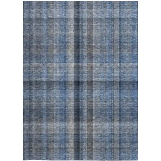 3' X 4' Blue Plaid Washable Non Skid Indoor Outdoor Area Rug Photo 4