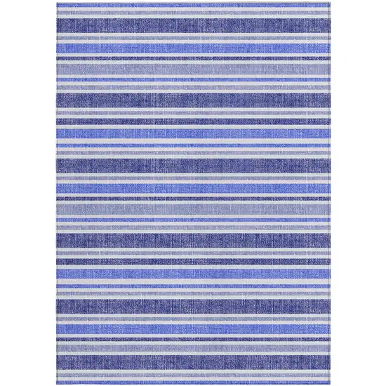 3' X 4' Blue Striped Washable Non Skid Indoor Outdoor Area Rug Photo 2