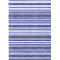 Photo of 3' X 5' Blue Striped Washable Non Skid Indoor Outdoor Area Rug