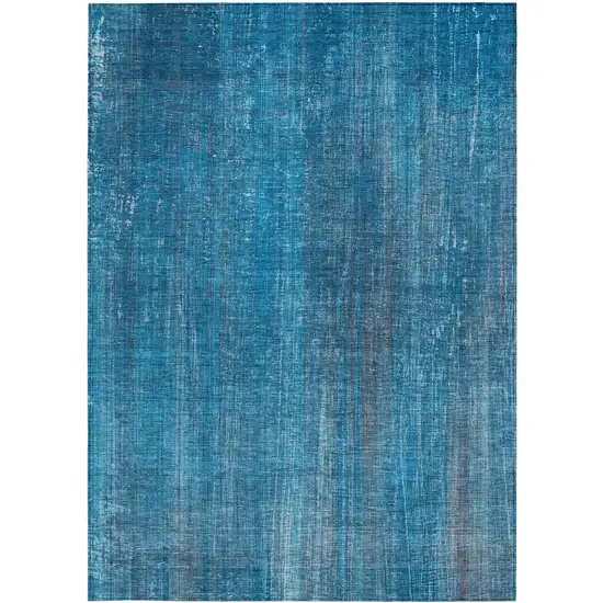 3' X 4' Blue Striped Washable Non Skid Indoor Outdoor Area Rug Photo 5